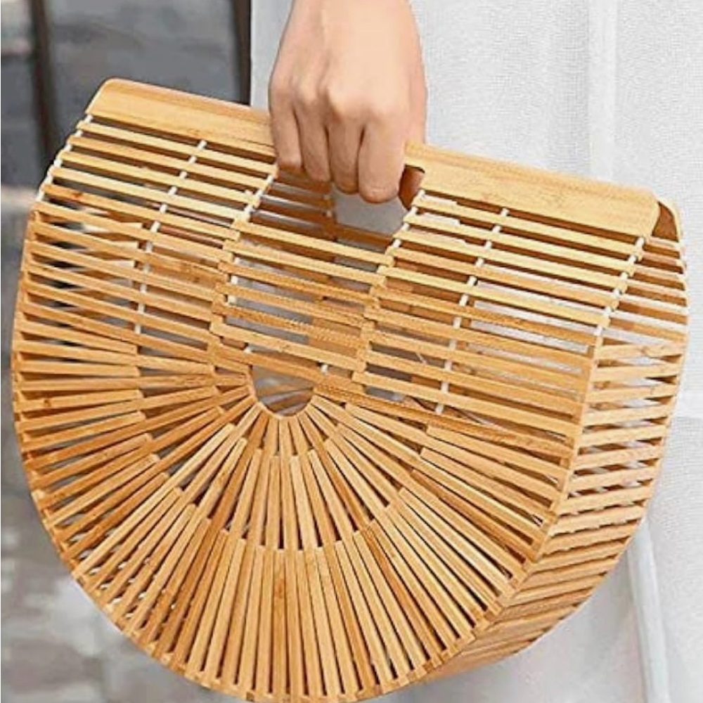 Handmade real bamboo wood handbag